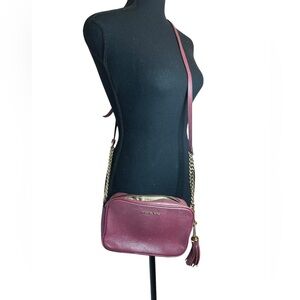Lightweight Burgundy Fall Soft Leather Crossbody Bag Michael Kors Ginny Purse OS